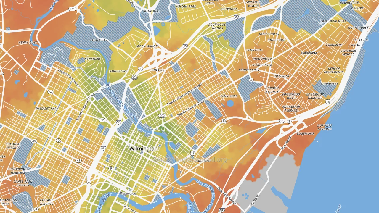 Bike Grade map of 19802, DE