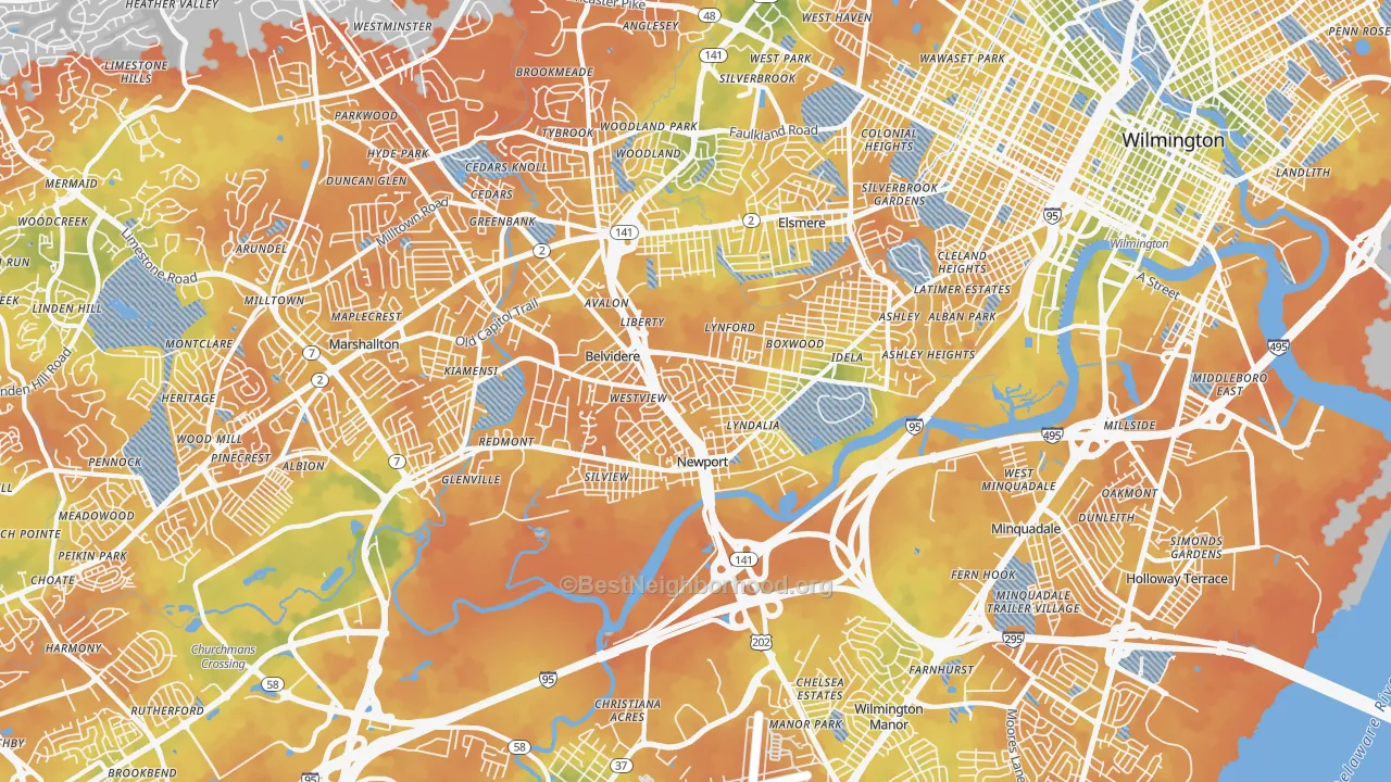 Bike Grade map of 19804, DE