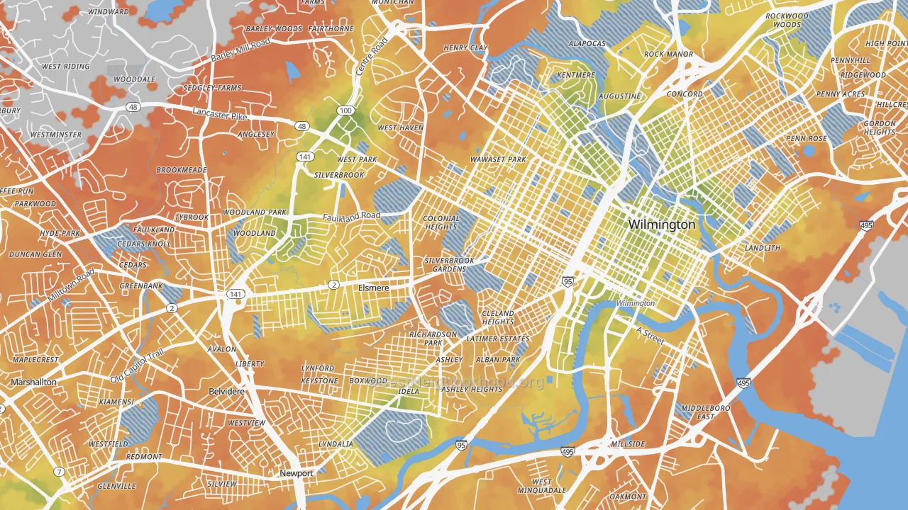 Bike Grade map of 19805, DE