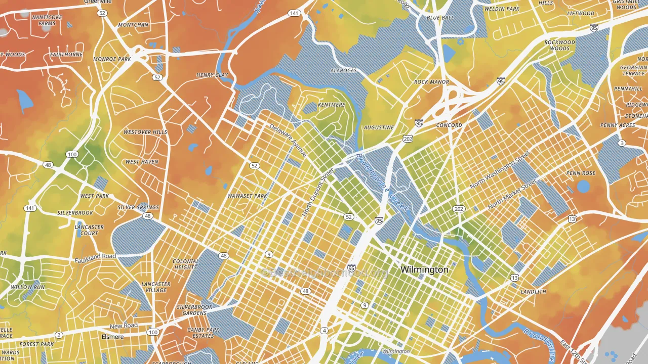Bike Grade map of 19806, DE