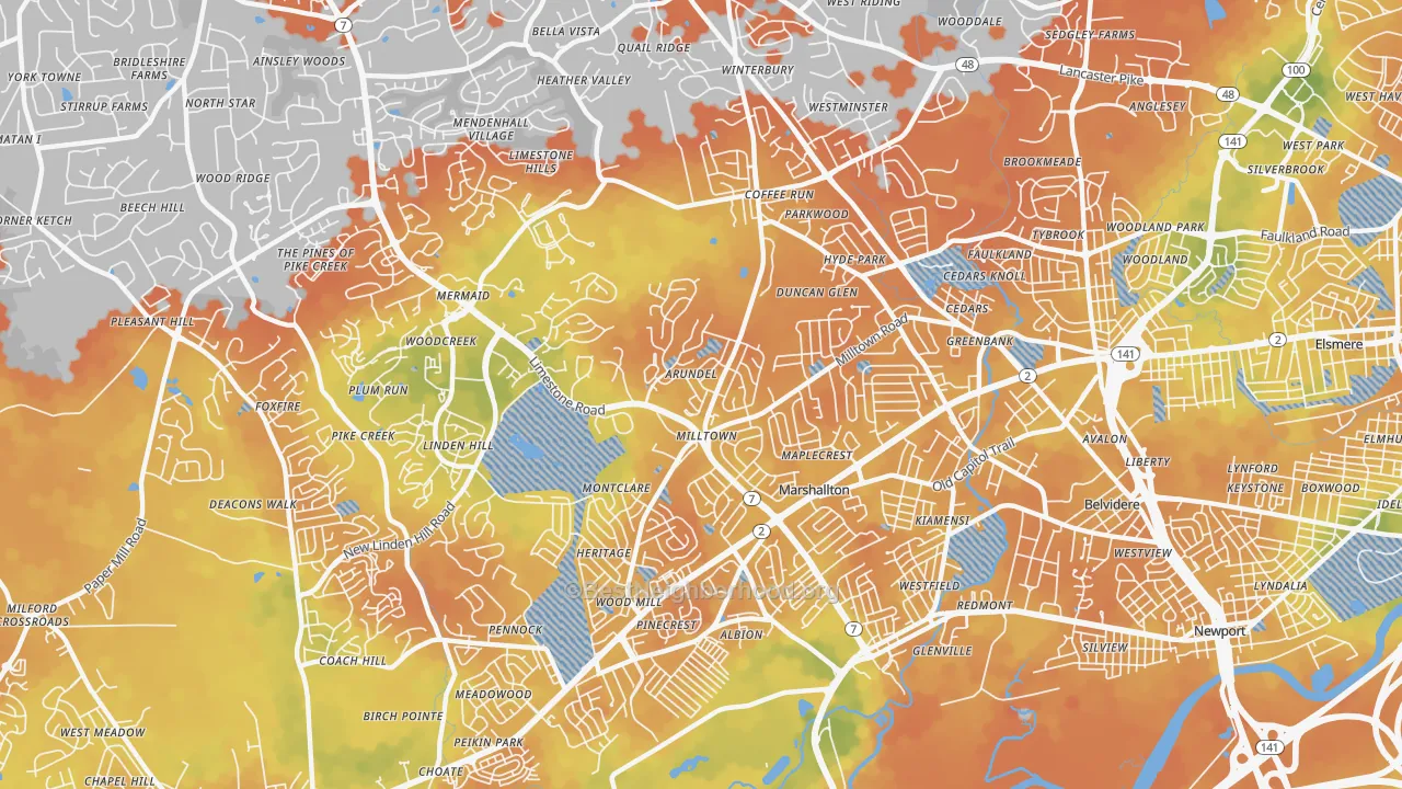 Bike Grade map of 19808, DE