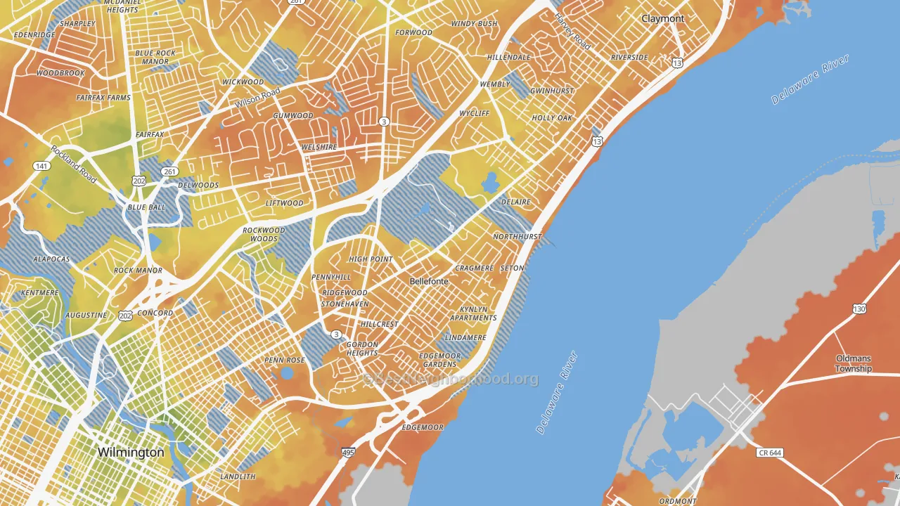 Bike Grade map of 19809, DE