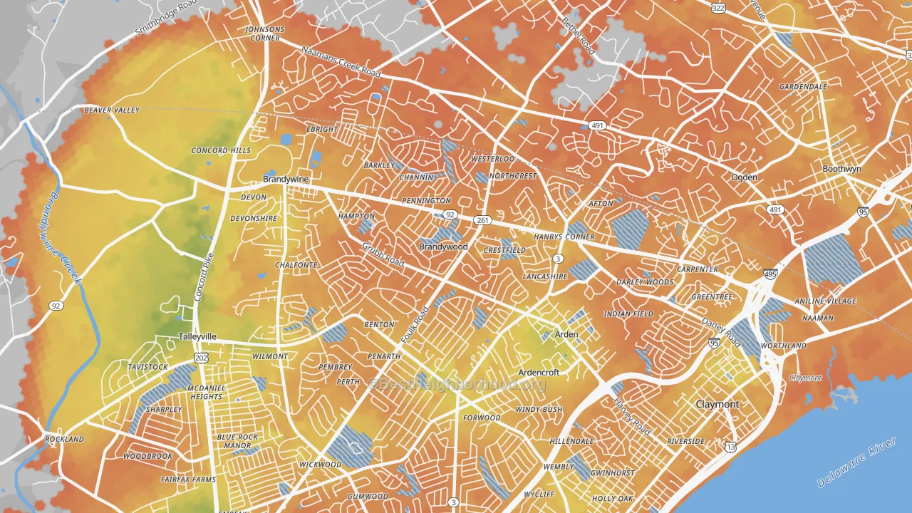 Bike Grade map of 19810, DE