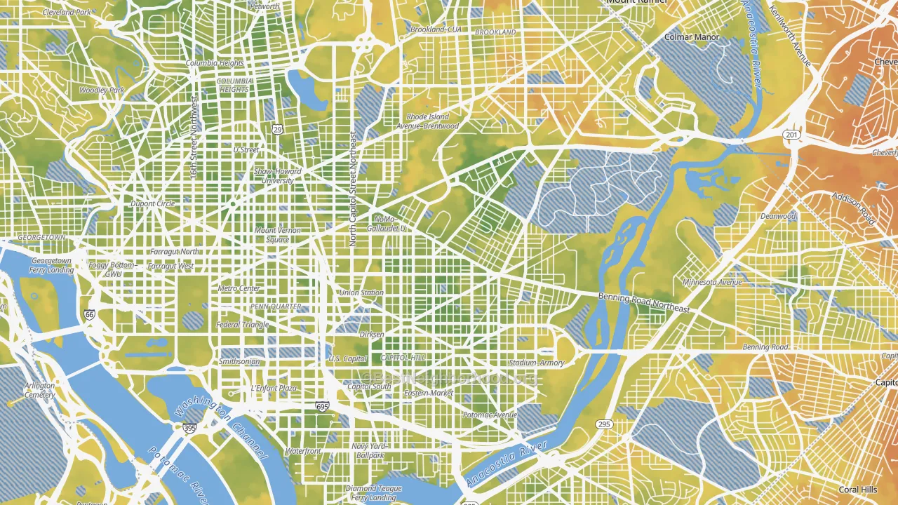 Bike Grade map of 20002, DC