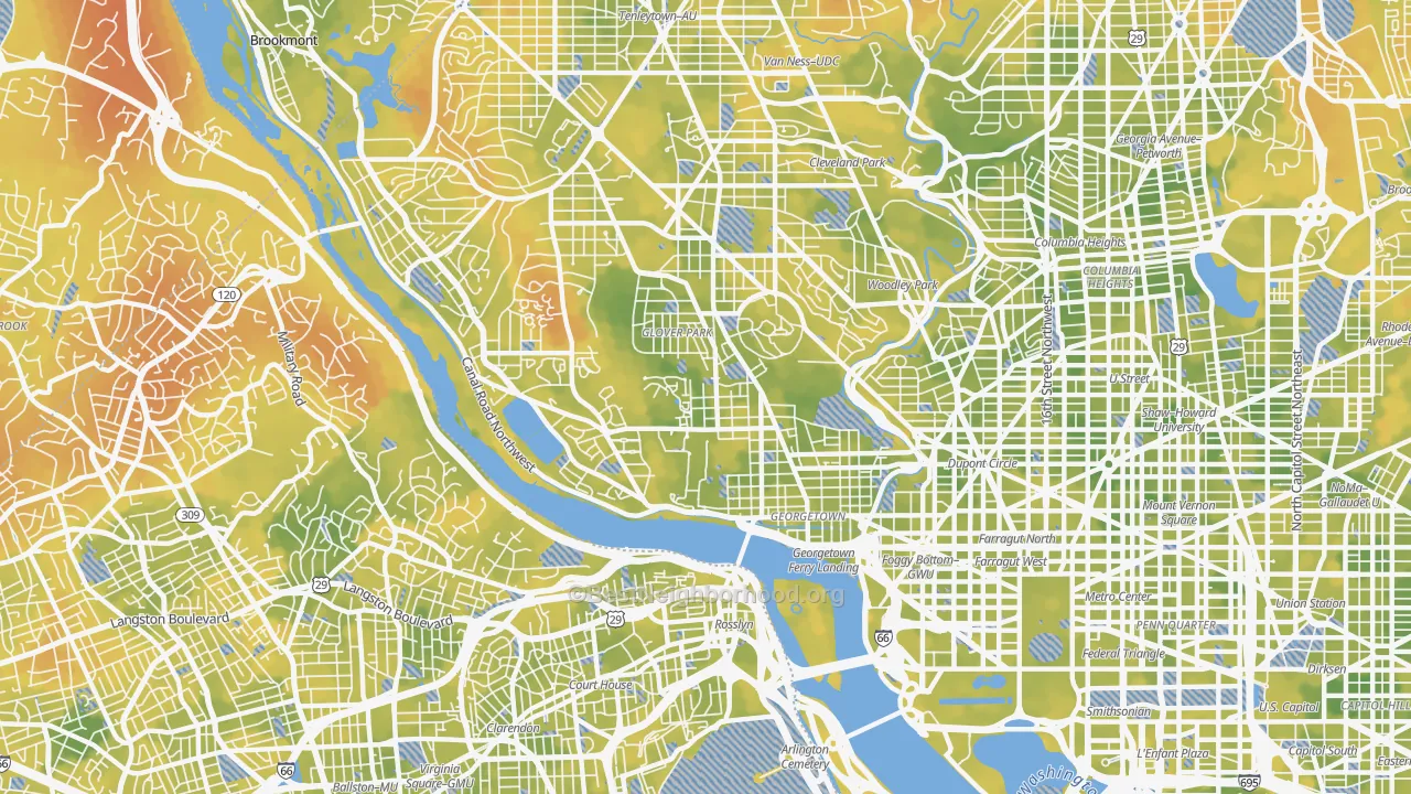 Bike Grade map of 20007, DC