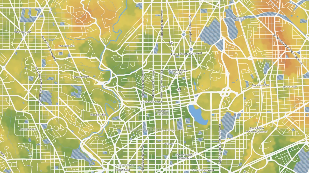 Bike Grade map of 20010, DC