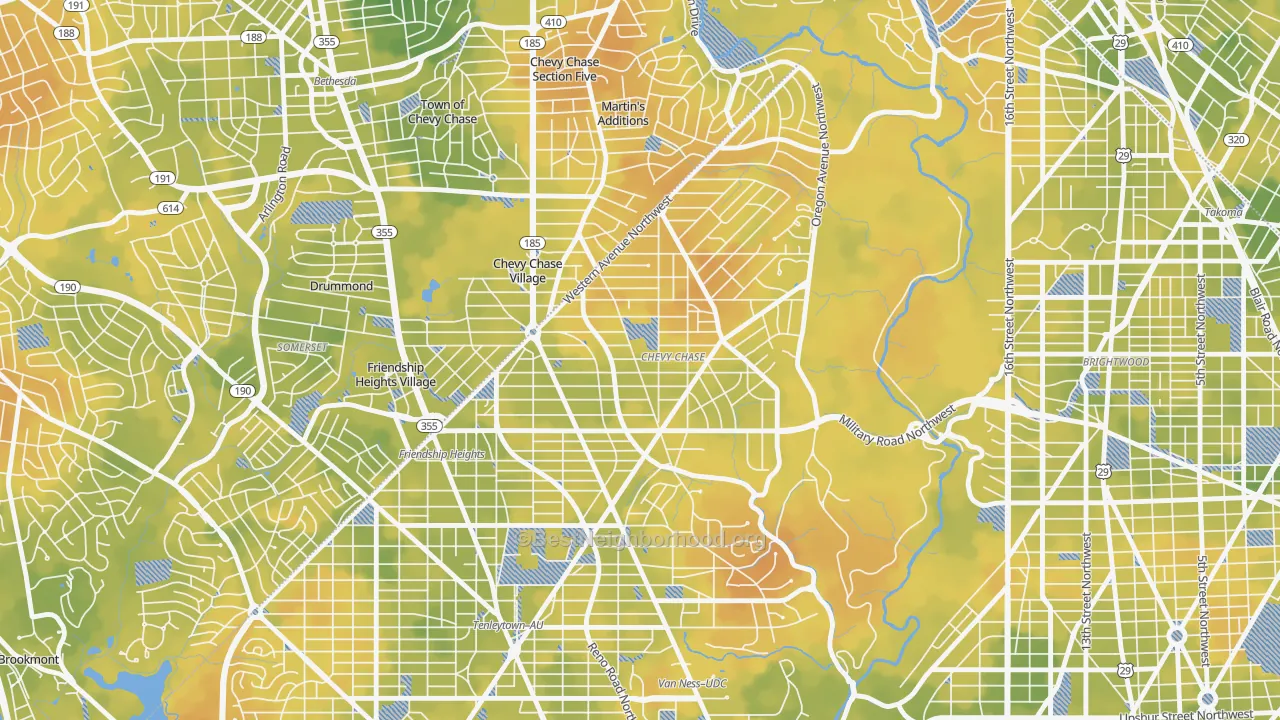 Bike Grade map of 20015, DC