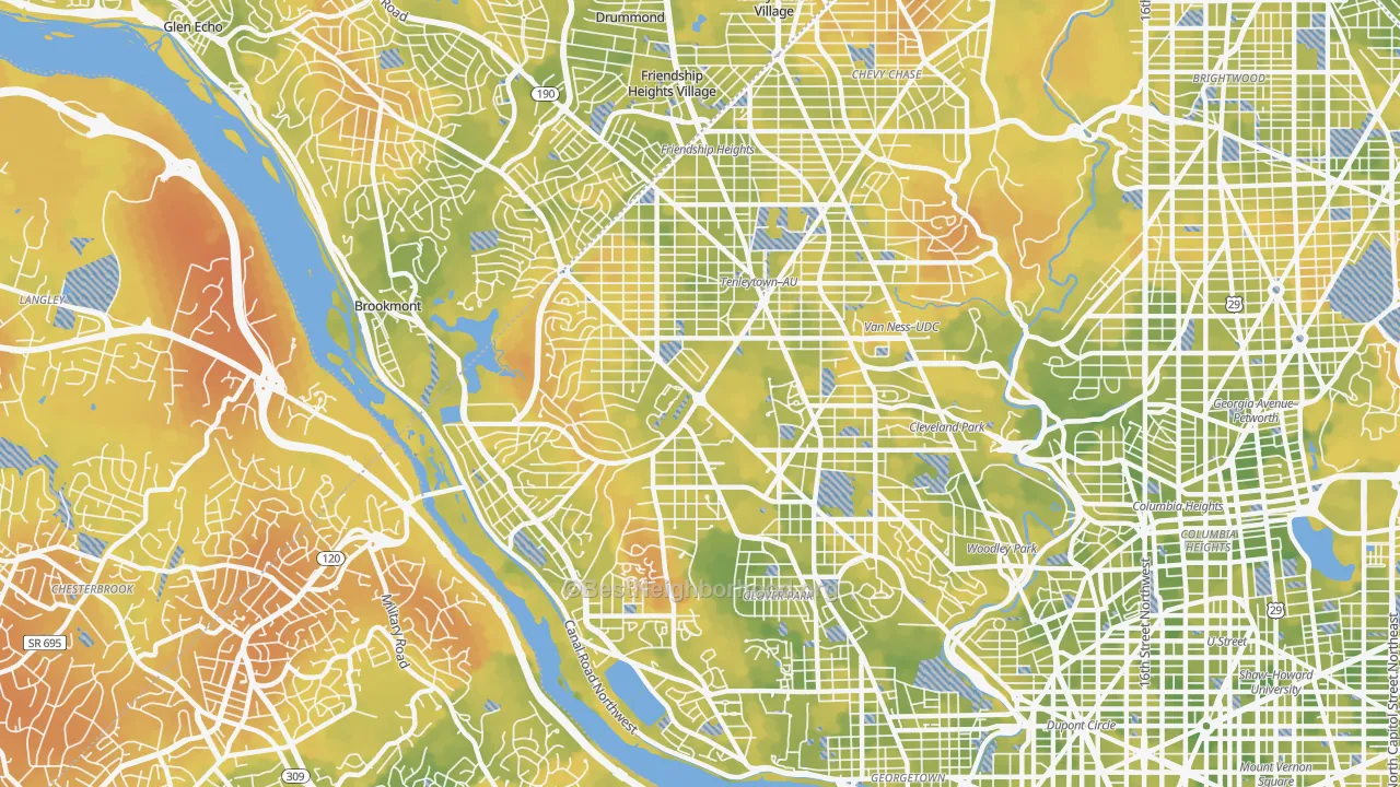 Bike Grade map of 20016, DC