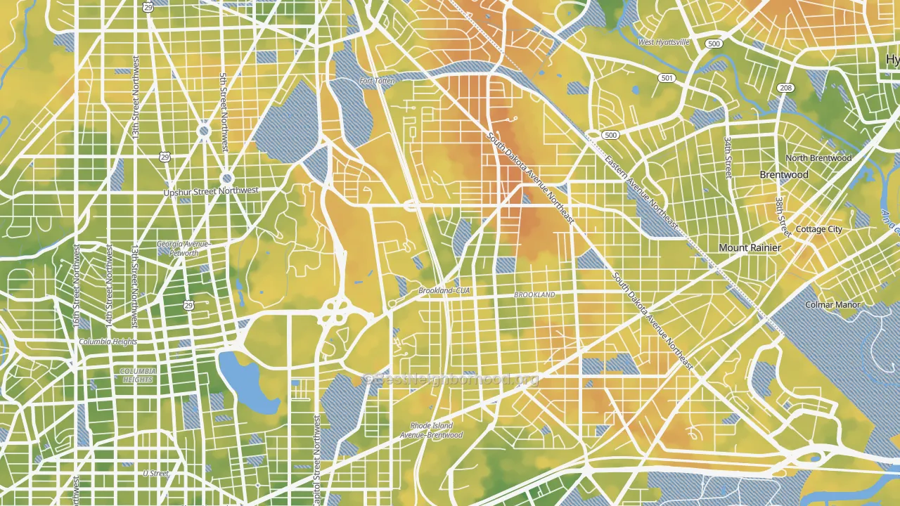 Bike Grade map of 20017, DC
