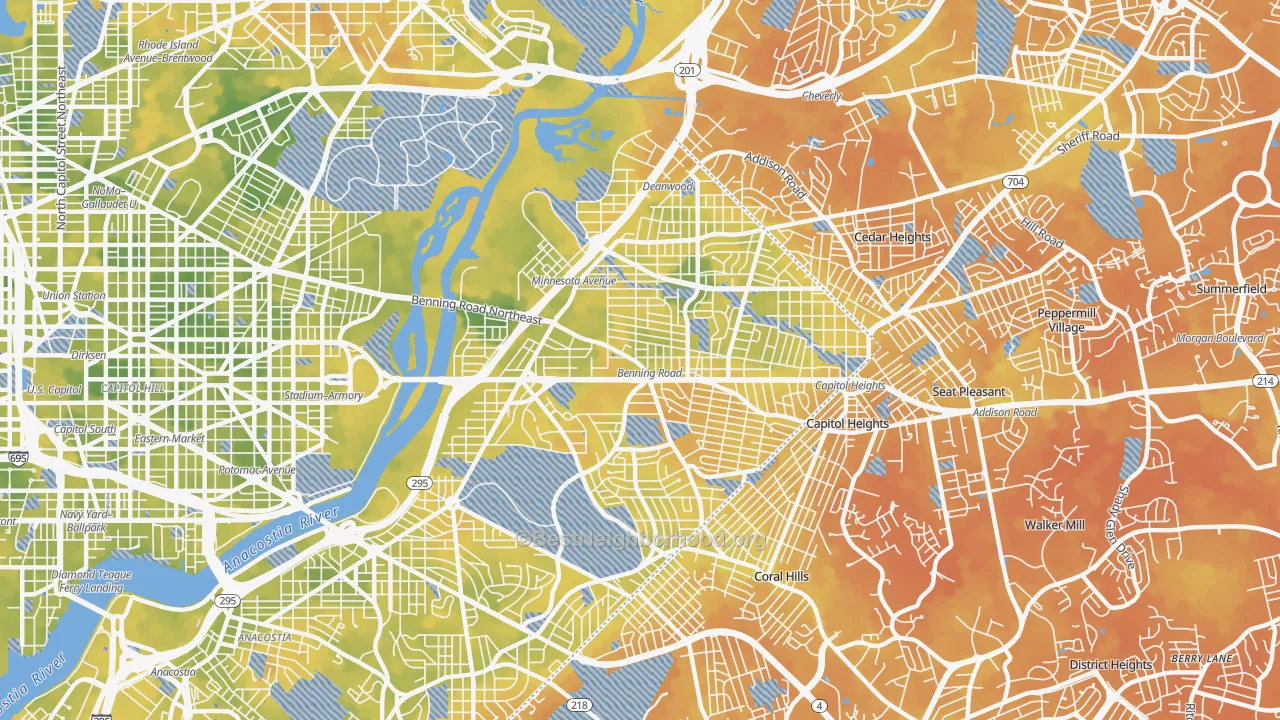 Bike Grade map of 20019, DC