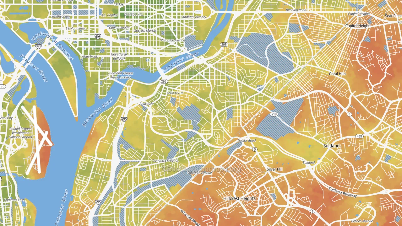 Bike Grade map of 20020, DC