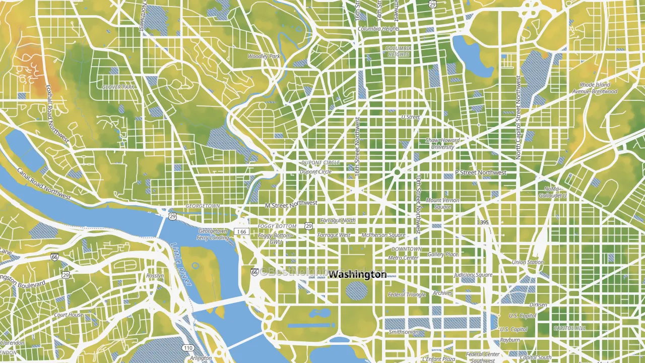 Bike Grade map of 20036, DC