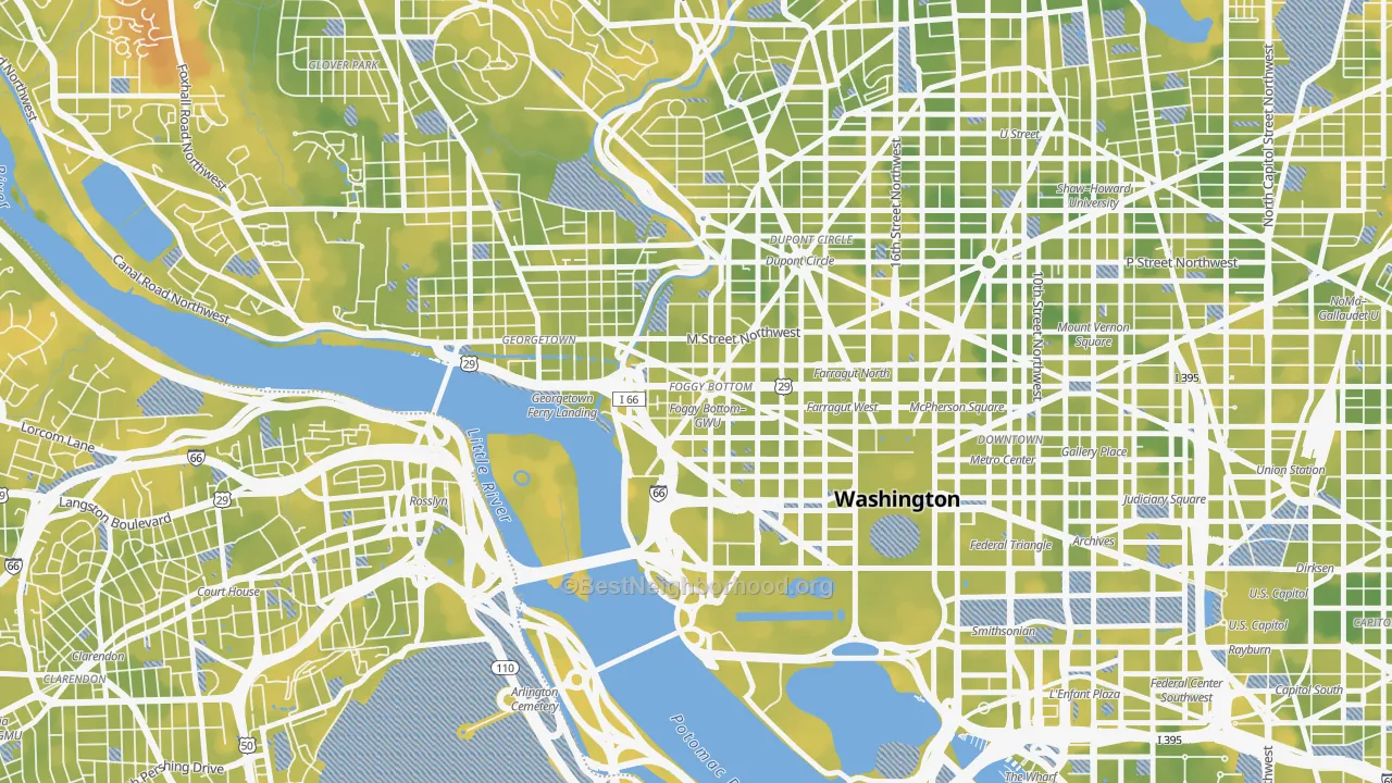 Bike Grade map of 20037, DC