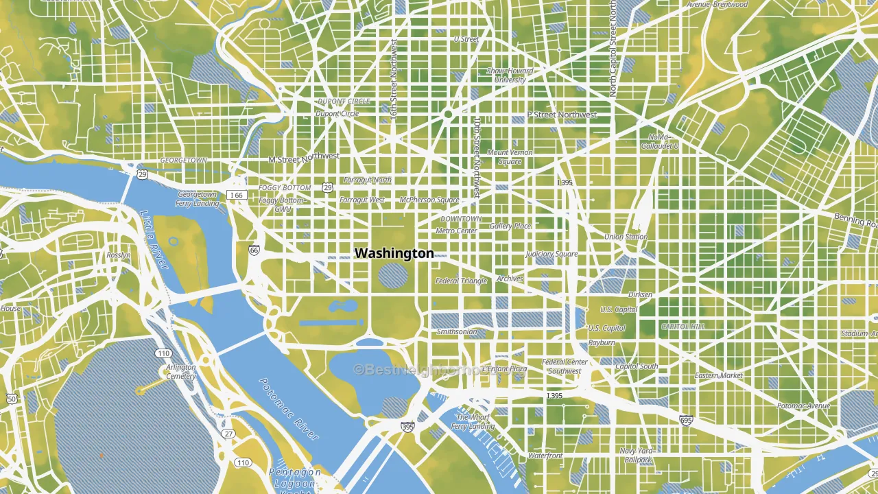 Bike Grade map of 20045, DC