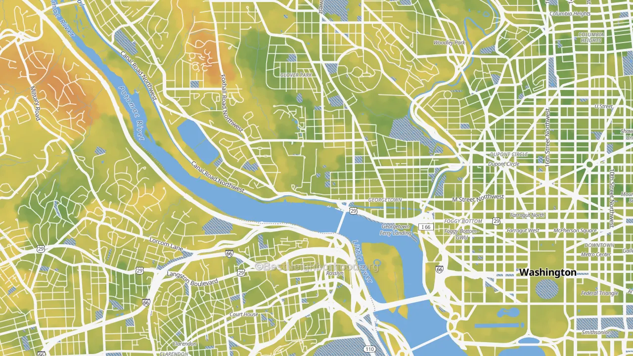 Bike Grade map of 20057, DC