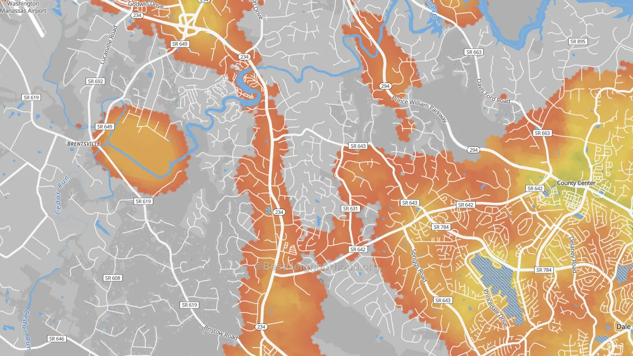 Bike Grade map of 20112, VA