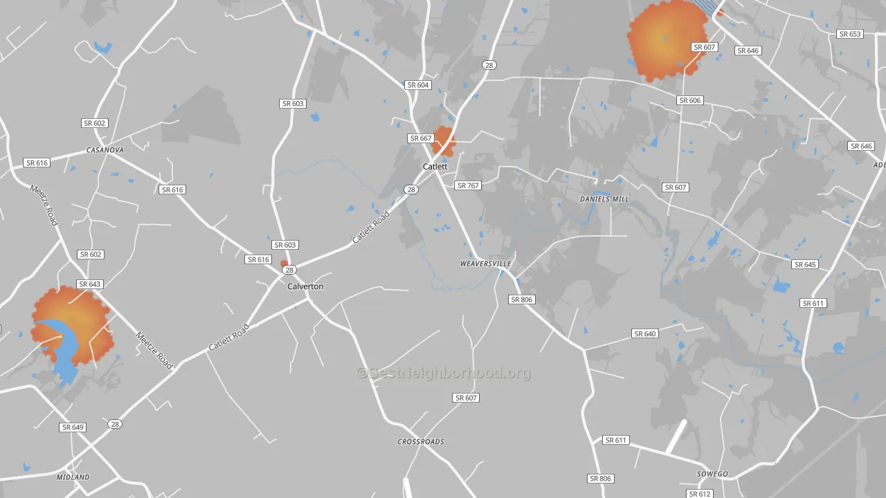 Bike Grade map of 20119, VA