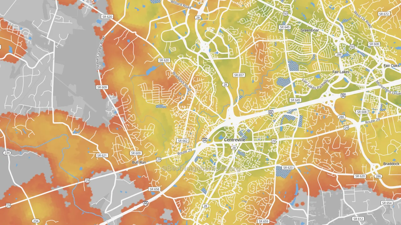 Bike Grade map of 20120, VA