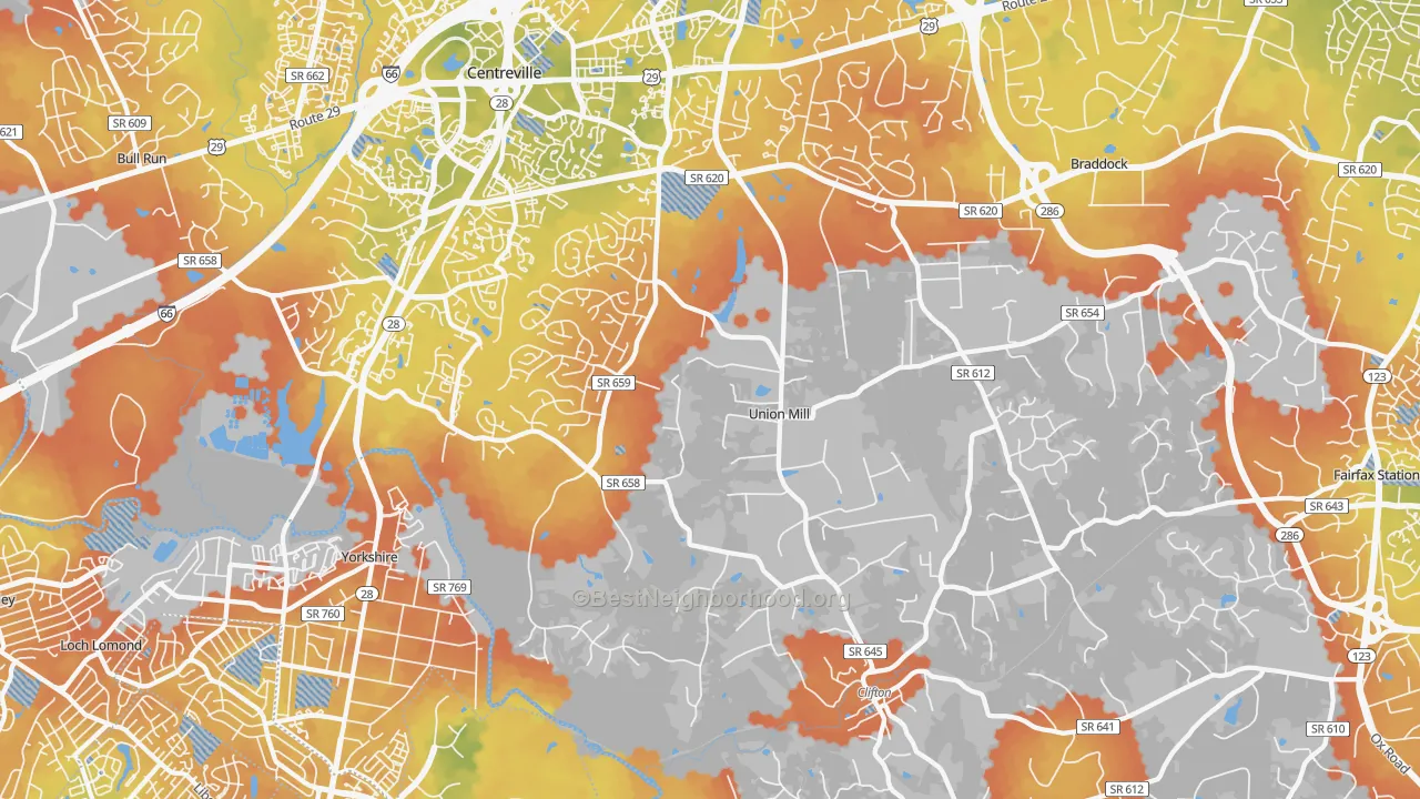 Bike Grade map of 20124, VA