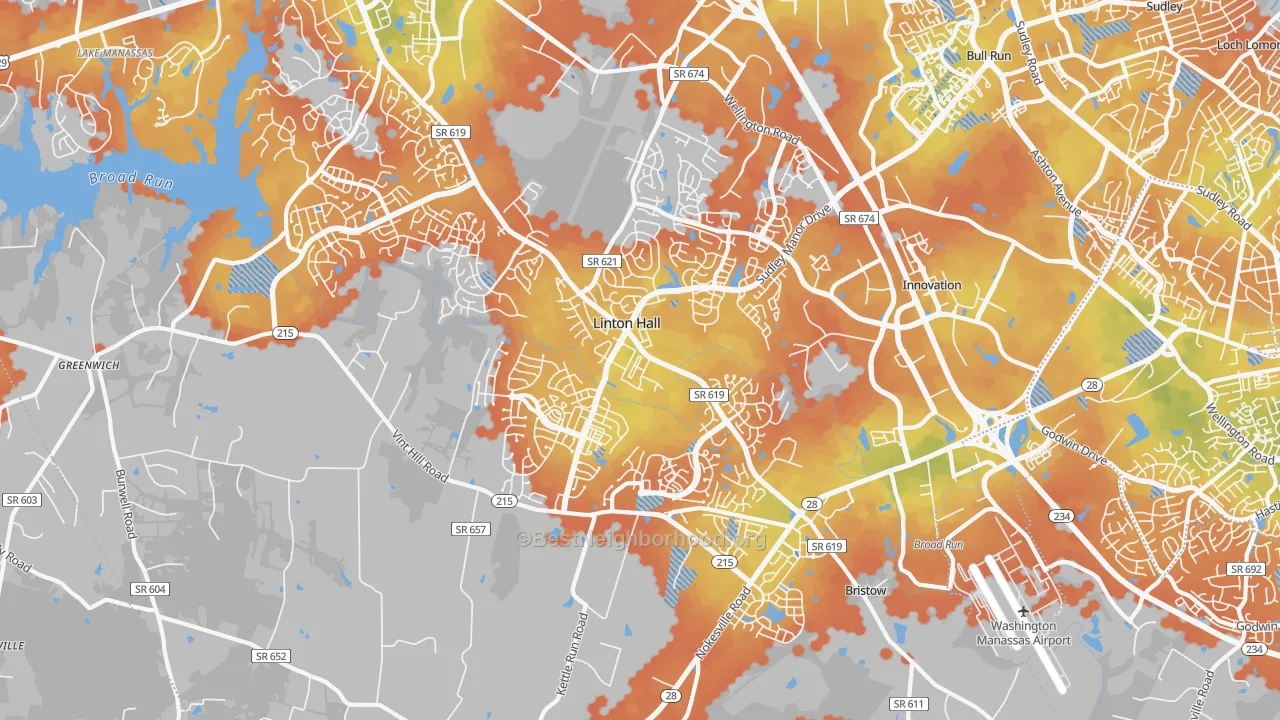 Bike Grade map of 20136, VA
