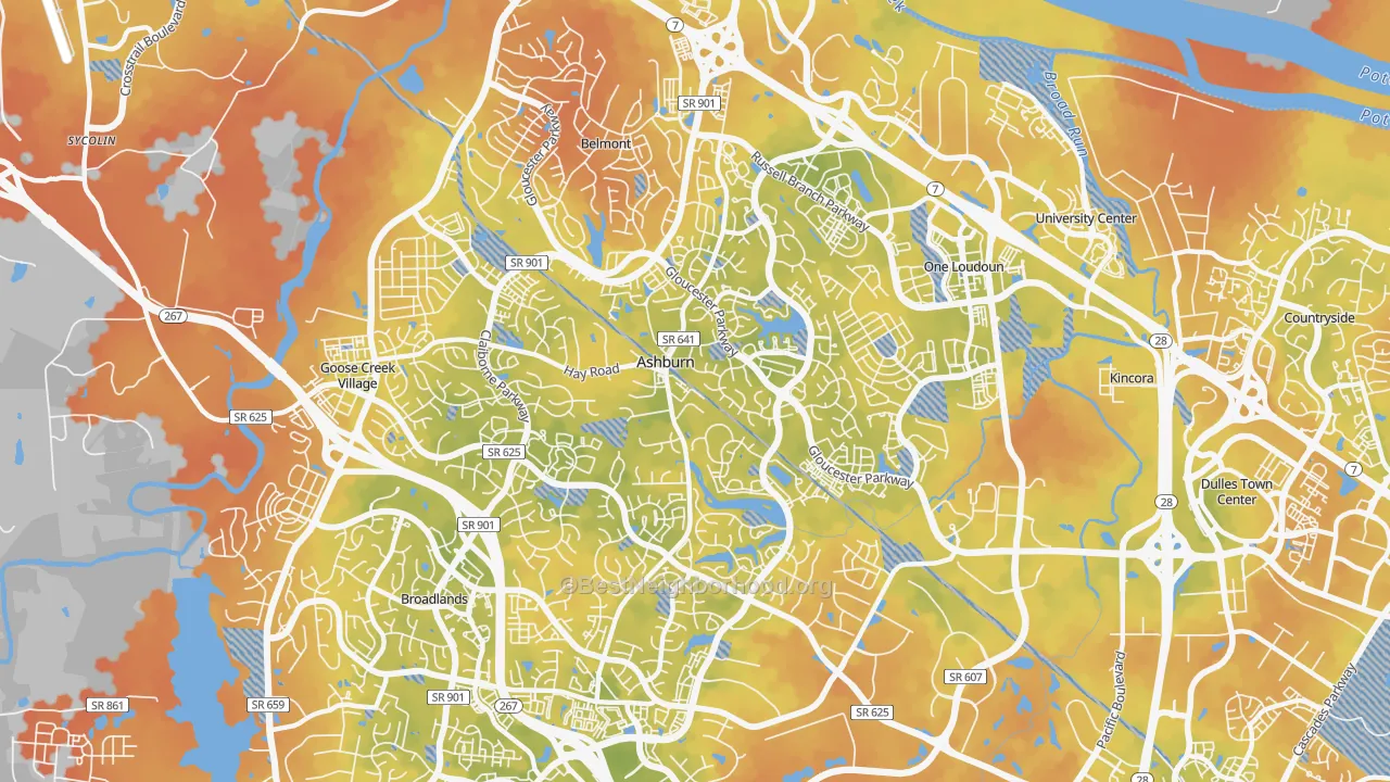 Bike Grade map of 20147, VA