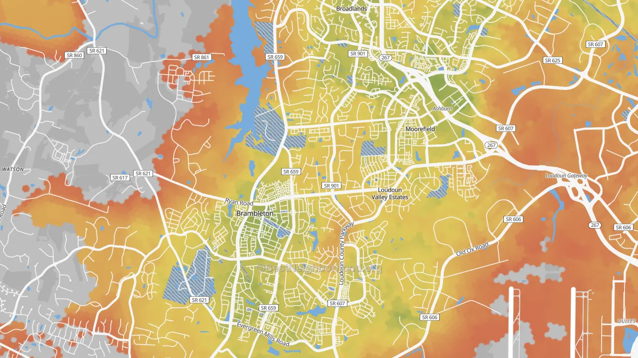 Bike Grade map of 20148, VA