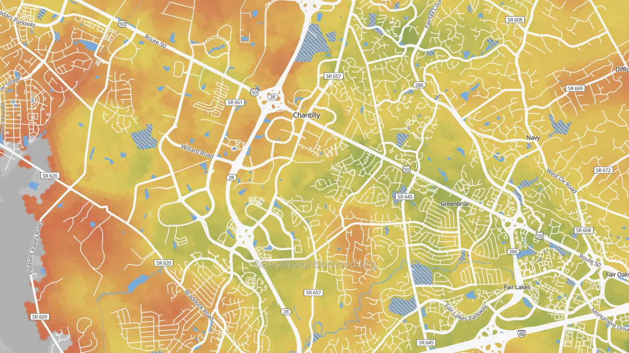 Bike Grade map of 20151, VA