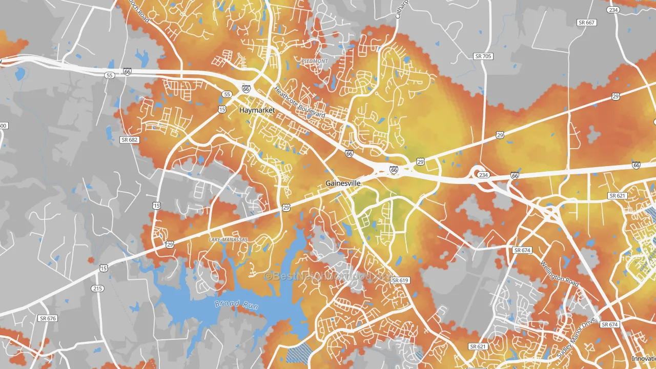Bike Grade map of 20155, VA