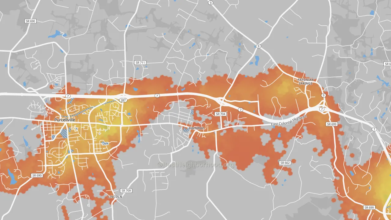 Bike Grade map of 20158, VA