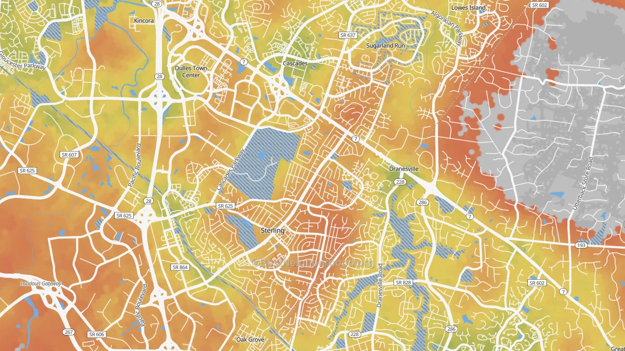 Bike Grade map of 20164, VA