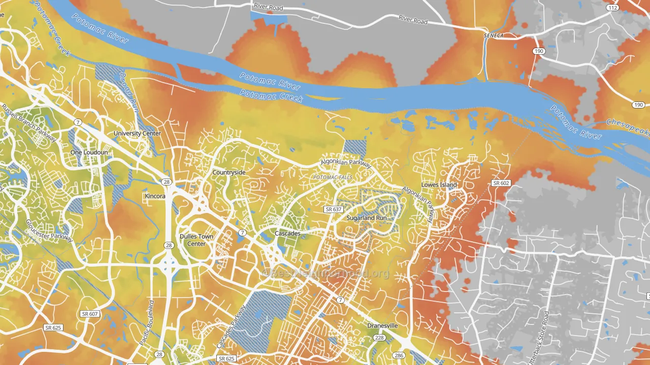 Bike Grade map of 20165, VA