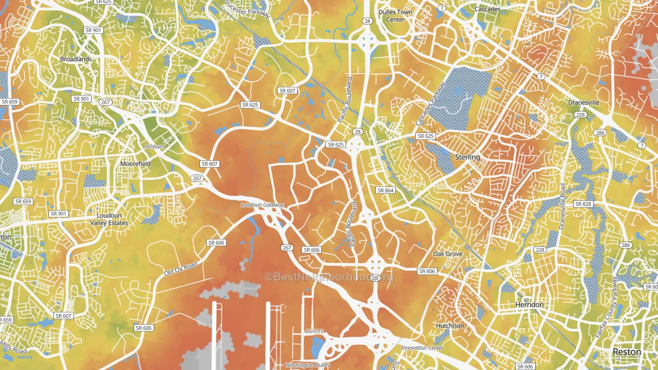 Bike Grade map of 20166, VA