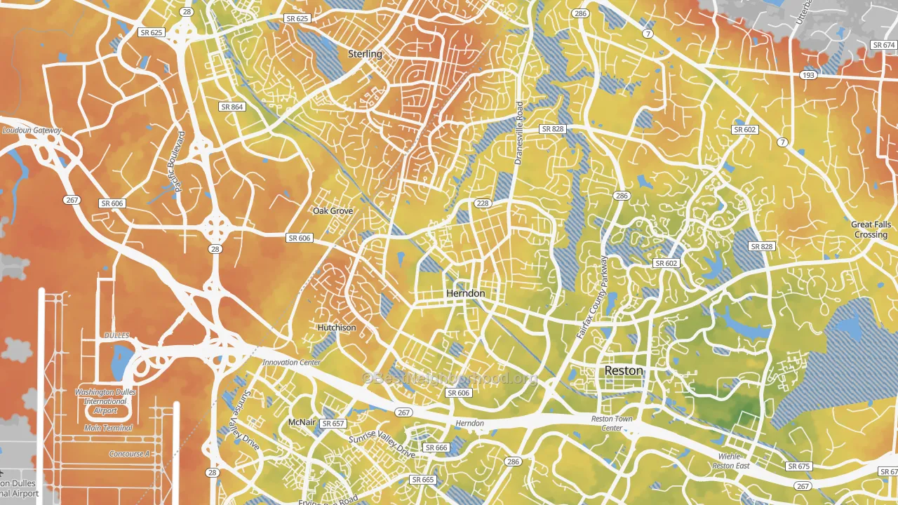 Bike Grade map of 20170, VA