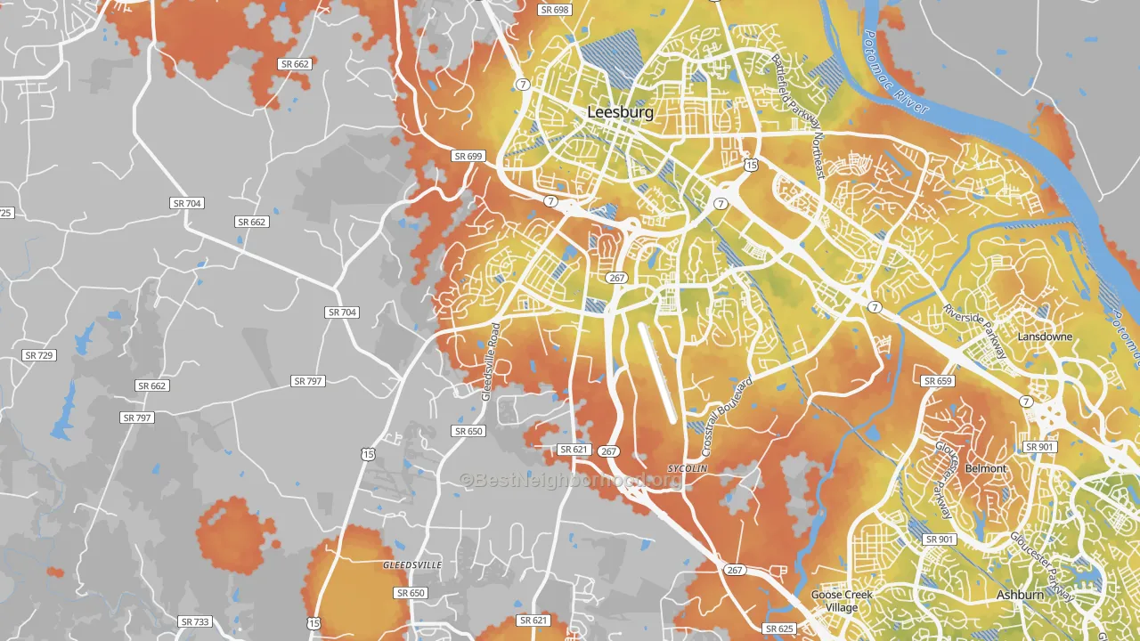 Bike Grade map of 20175, VA