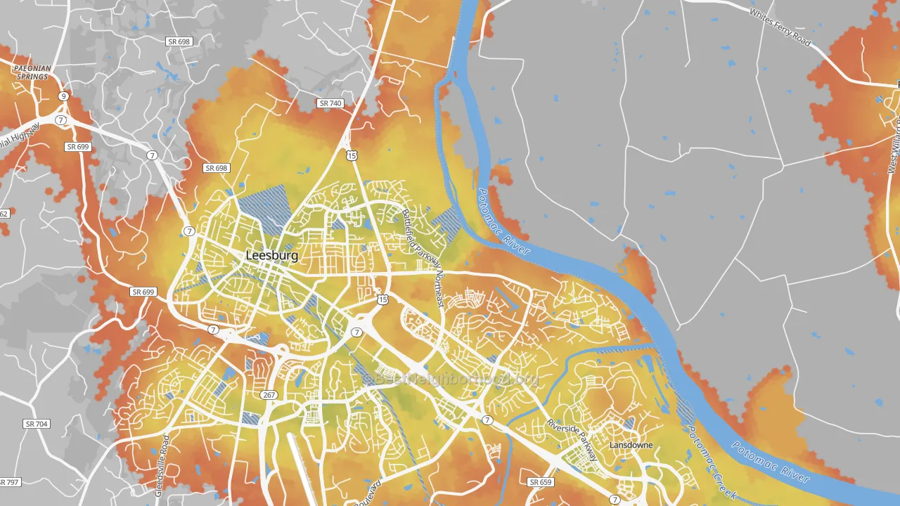 Bike Grade map of 20176, VA