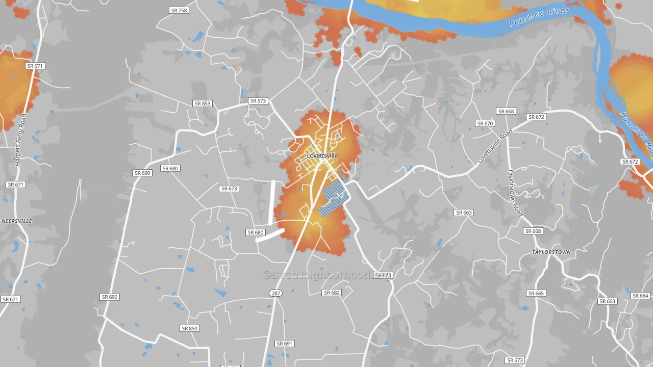Bike Grade map of 20180, VA