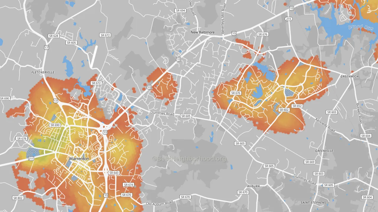 Bike Grade map of 20187, VA