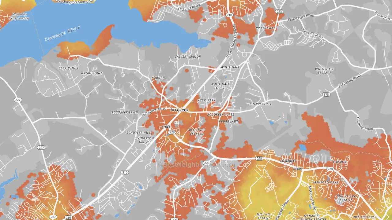 Bike Grade map of 20607, MD
