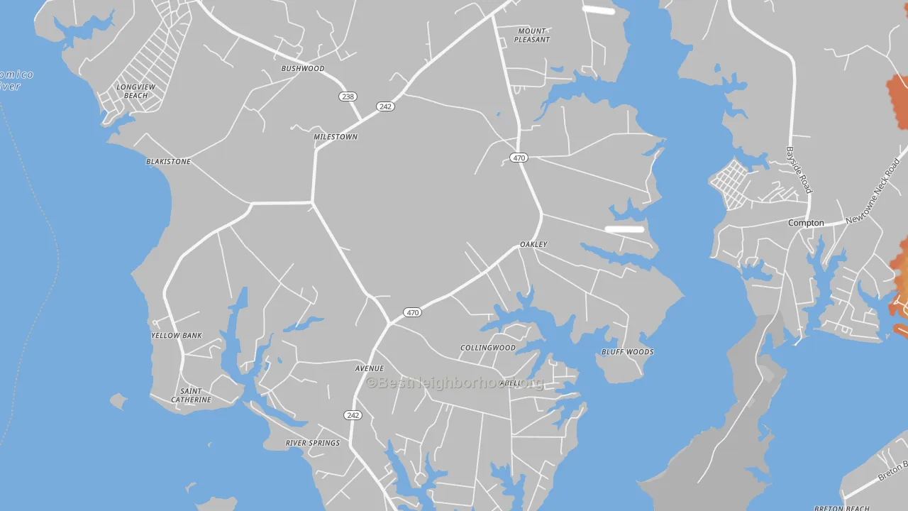 Bike Grade map of 20609, MD