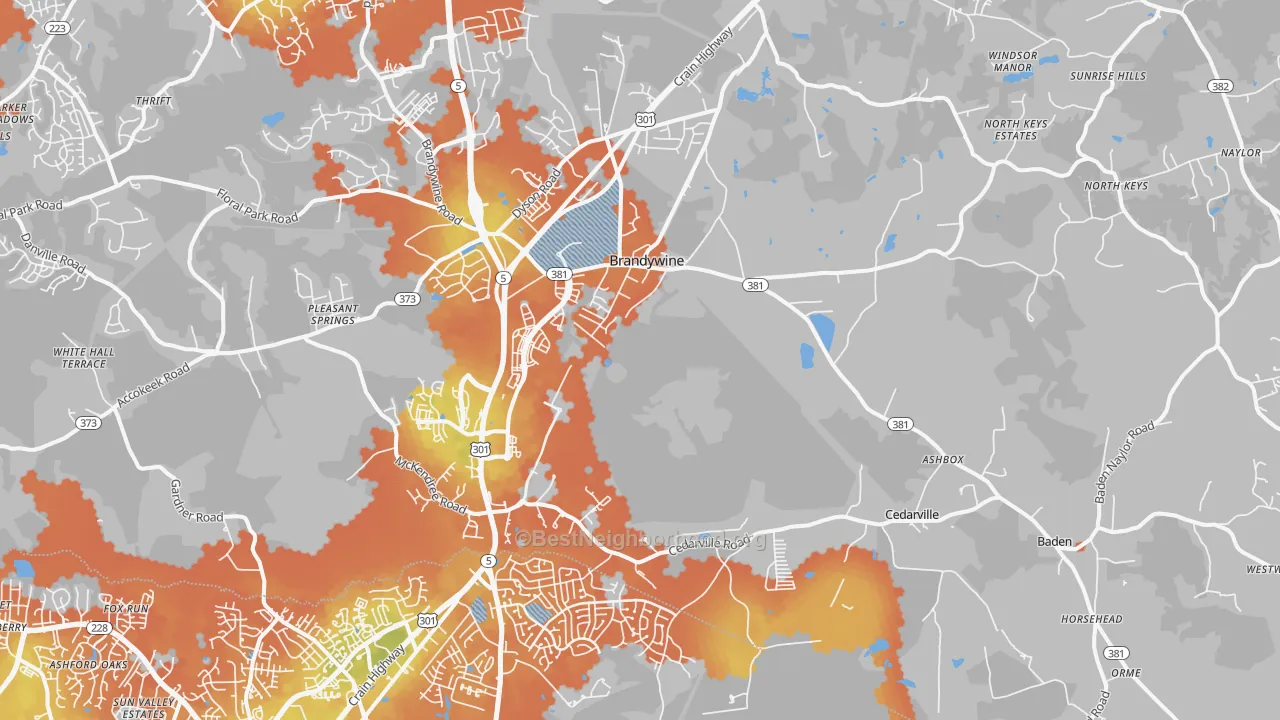 Bike Grade map of 20613, MD