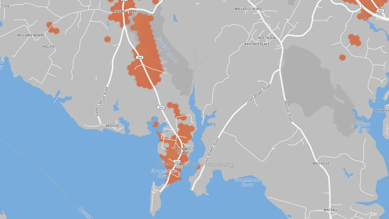 Bike Grade map of 20615, MD