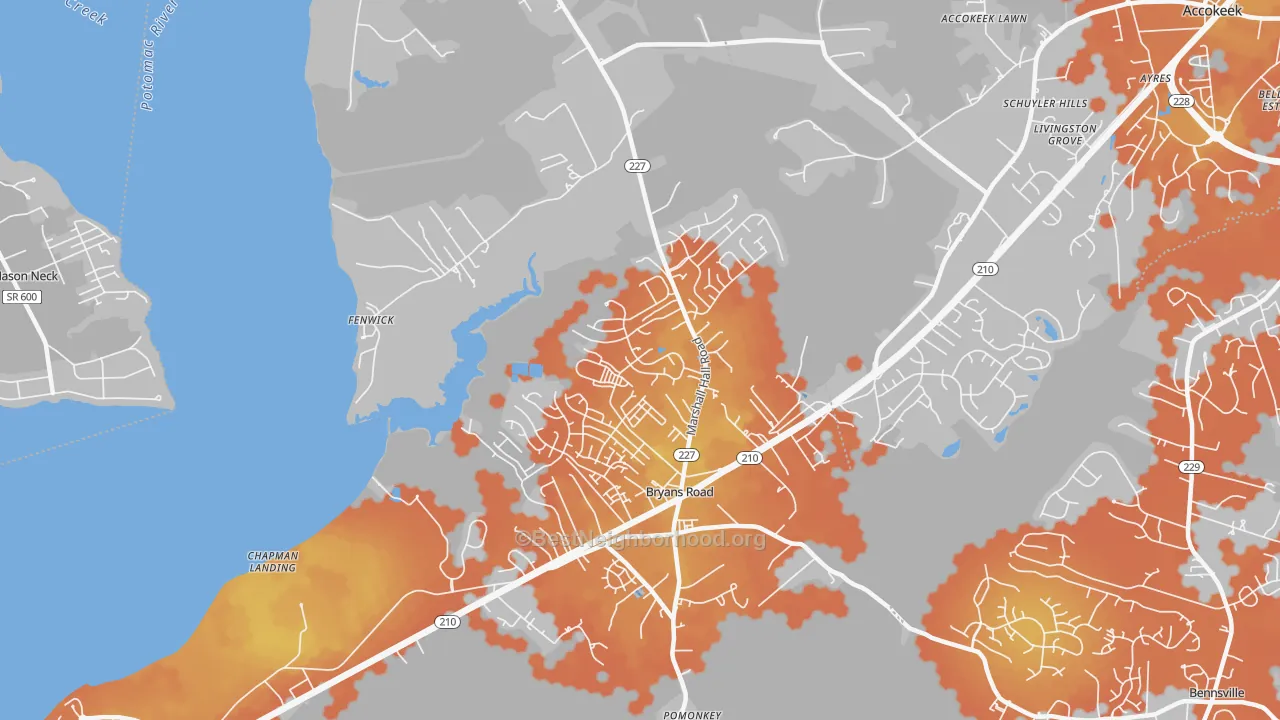 Bike Grade map of 20616, MD