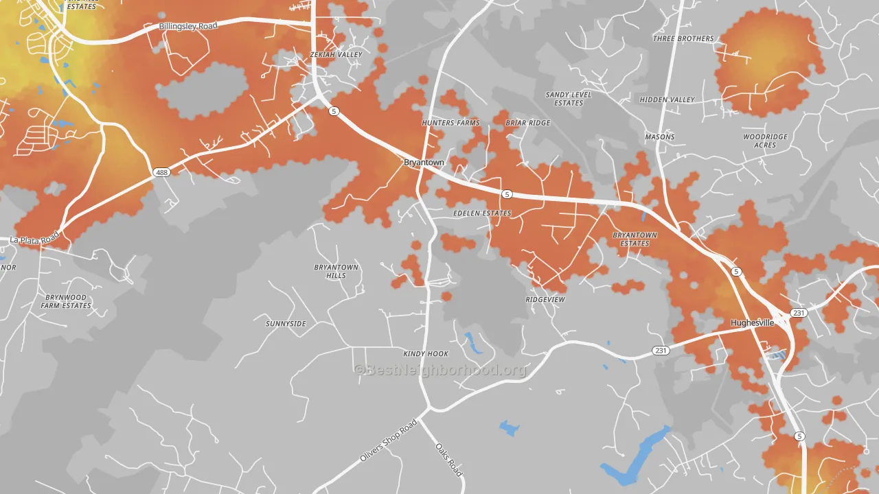 Bike Grade map of 20617, MD