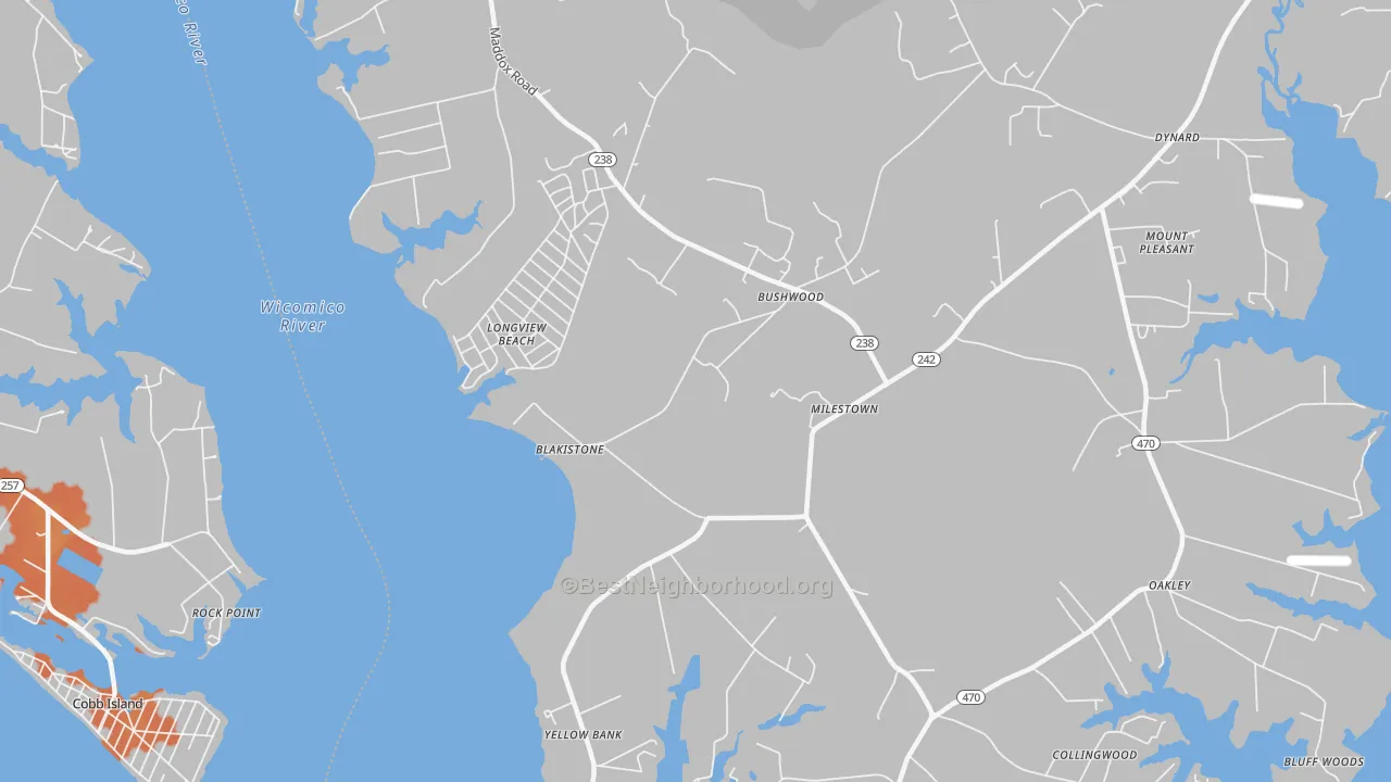 Bike Grade map of 20618, MD