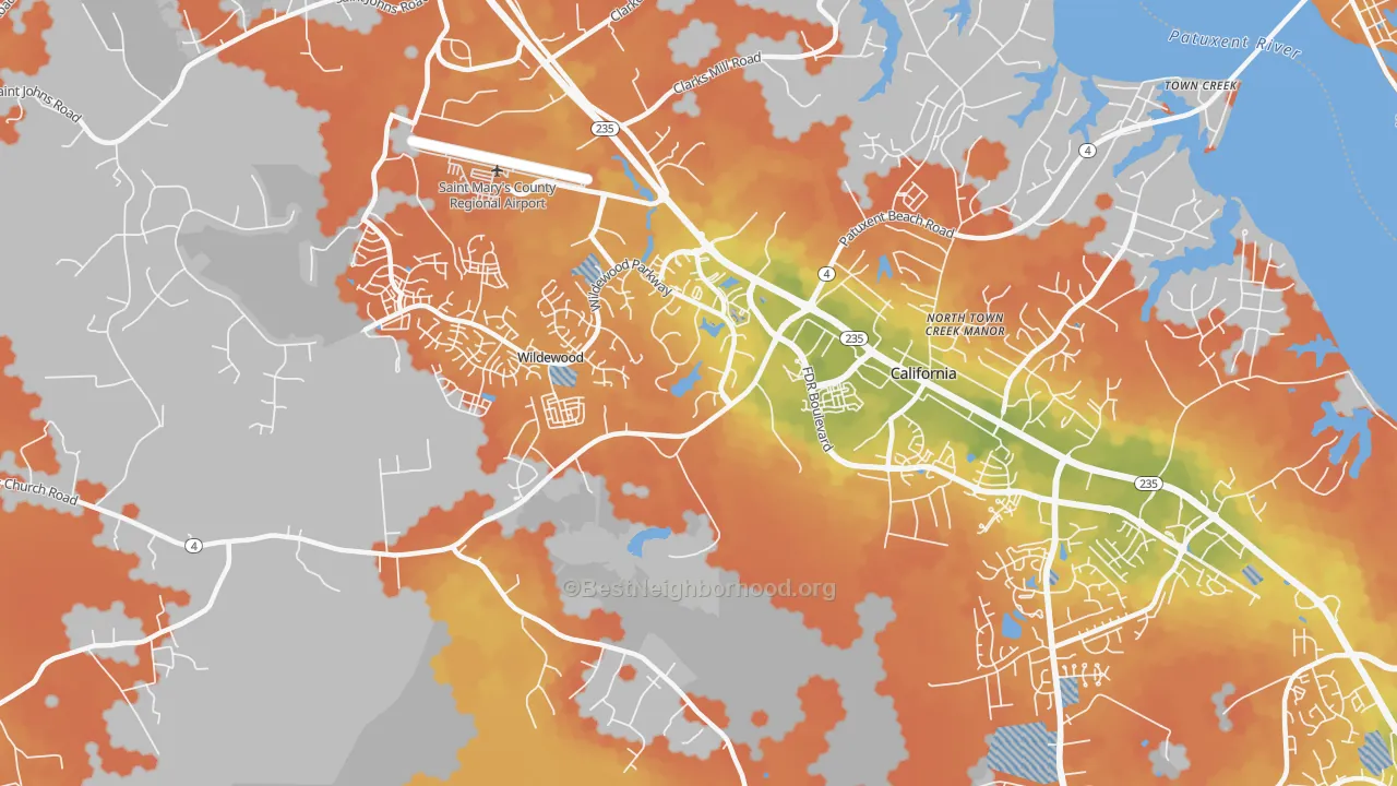 Bike Grade map of 20619, MD