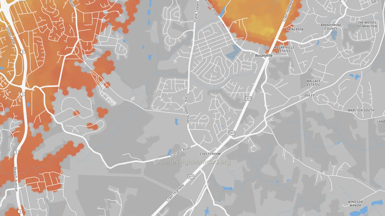 Bike Grade map of 20623, MD