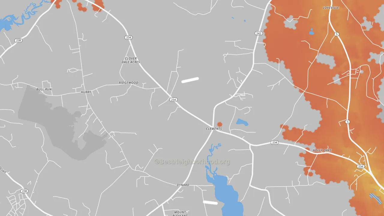 Bike Grade map of 20624, MD