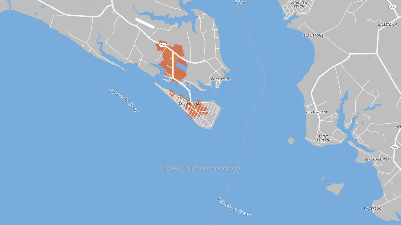 Bike Grade map of 20625, MD