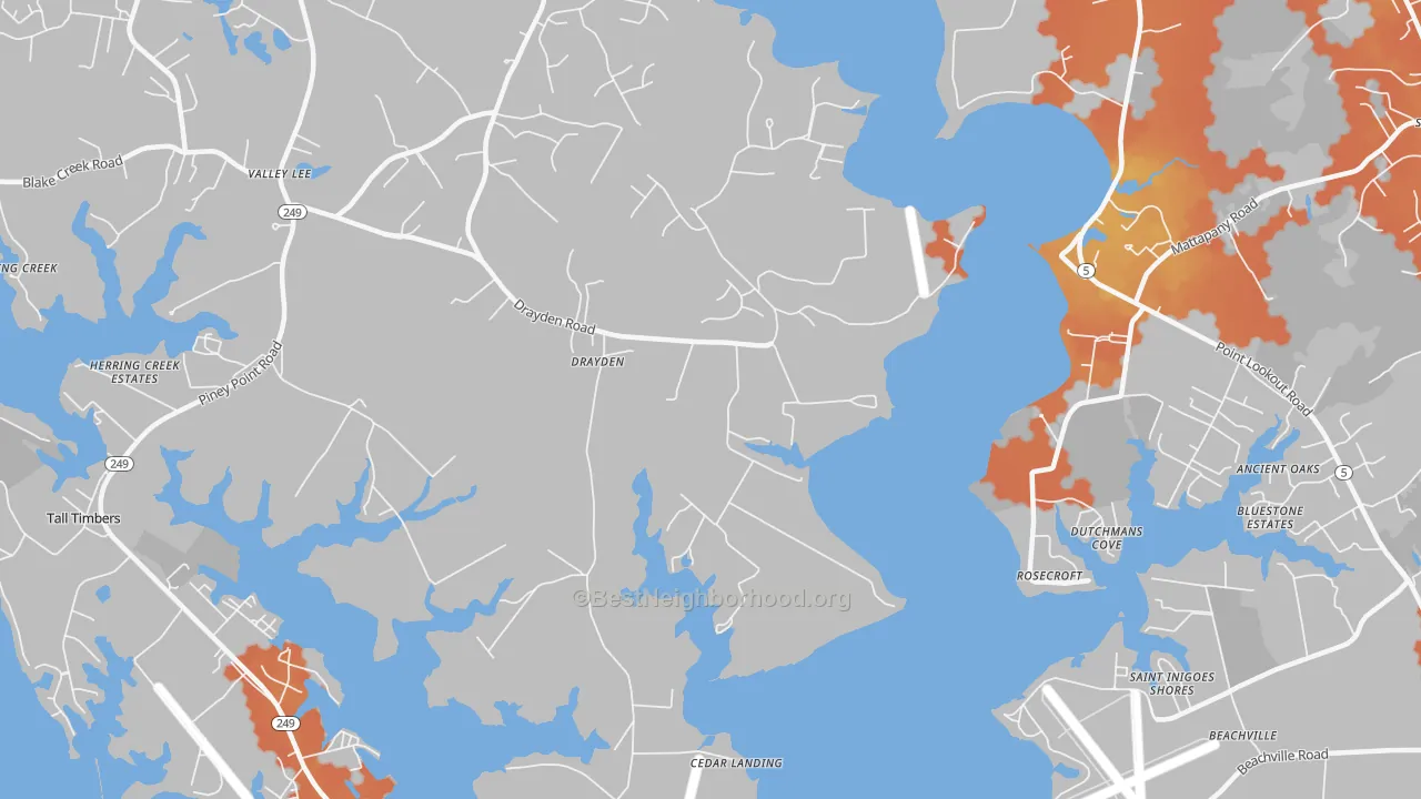 Bike Grade map of 20630, MD
