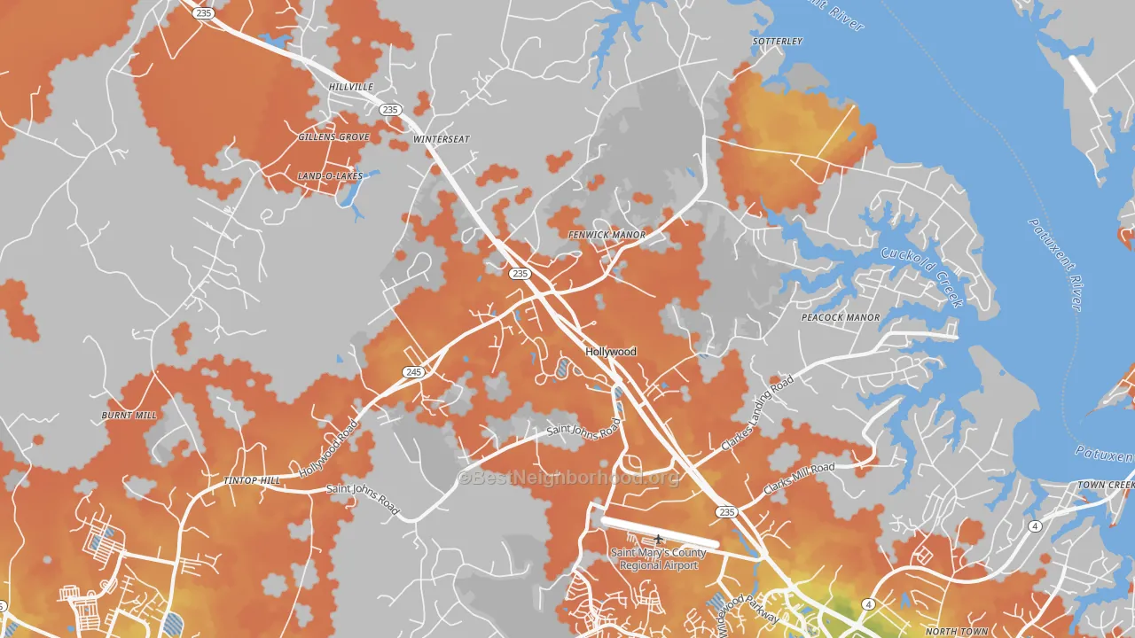 Bike Grade map of 20636, MD